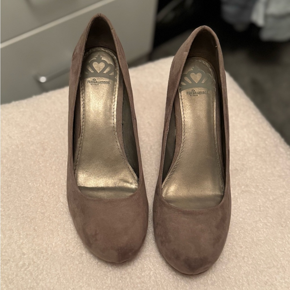 Brown Faux Suede Pumps